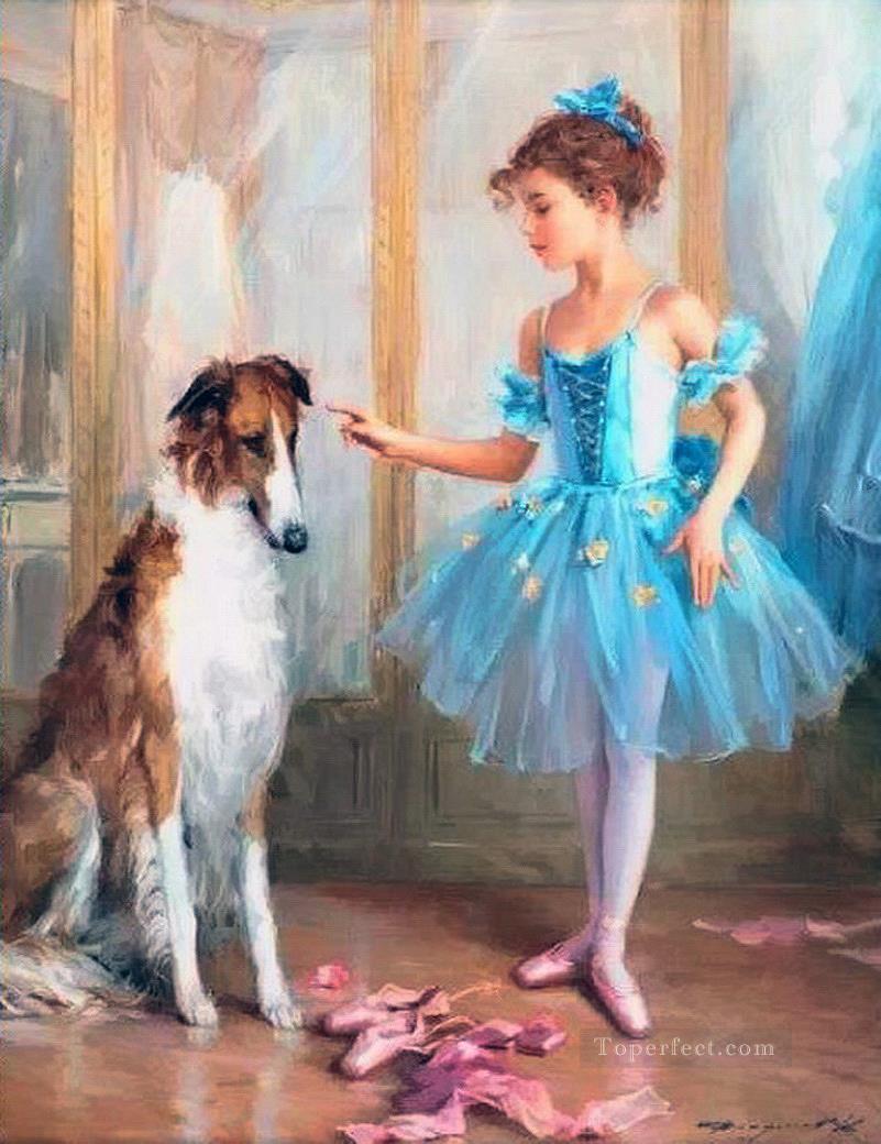 Ballet fille and Dog KR 007 pour les enfants Peintures à l'huile